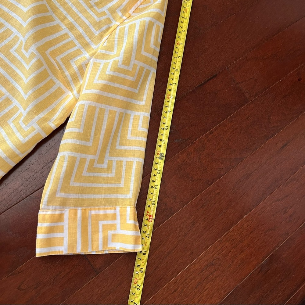 Chico's No-Iron button-down shirt 100% linen size 1 yellow 3/4 sleeve - Picture 10 of 10
